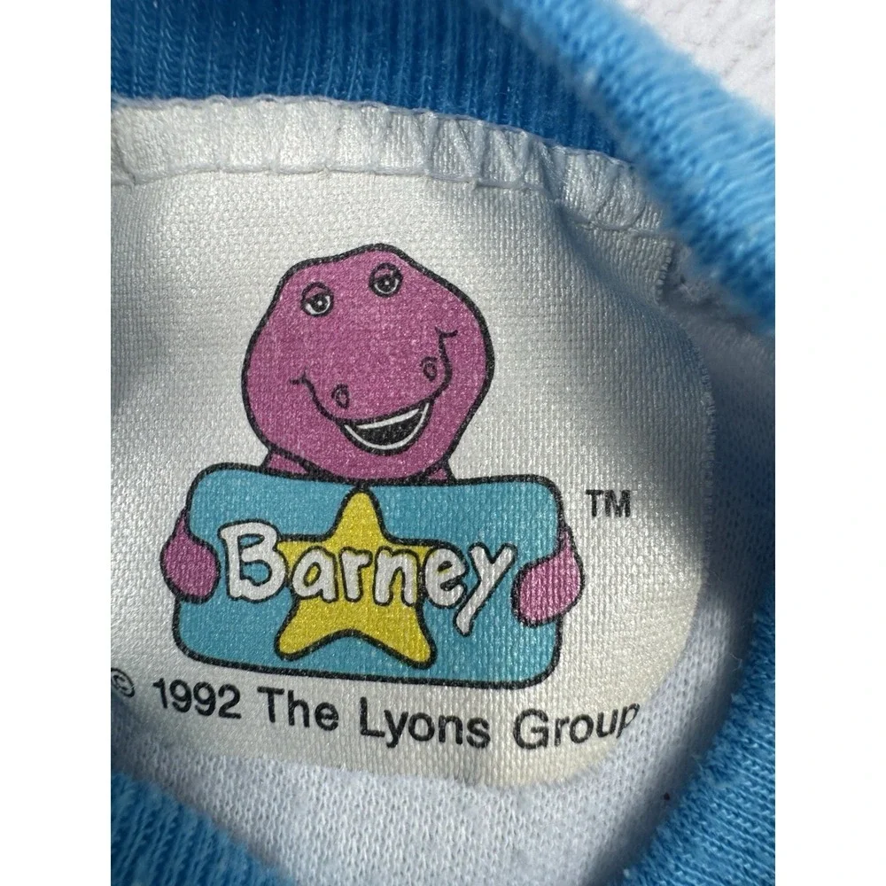 Vintage 1992 Barney Dino Sleeper Pajamas PJ Front‎ & Back Bath Image Size Medium